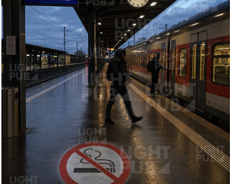 Signalétique lumineuse pour gare par projection de panneau lumineux